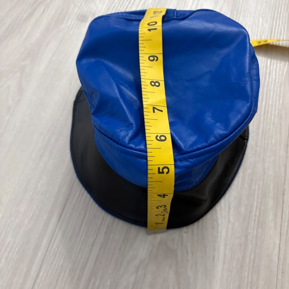 Vintage Hat Genuine Leather Bucket Hat Two Tone Blue Black Made in USA One Size - Picture 7 of 12